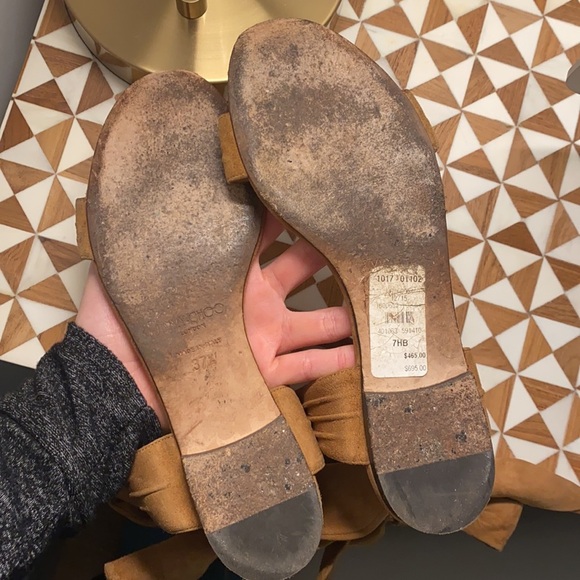 Jimmy Choo Kora Suede Ankle-Wrap Flat Sandals, Canyon - Picture 8 of 9